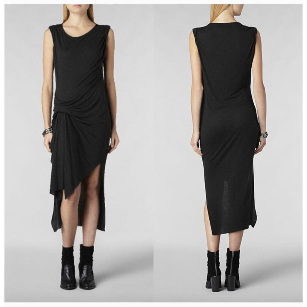 All Saints Marled Charcoal Riviera Asymmetrical Dress
